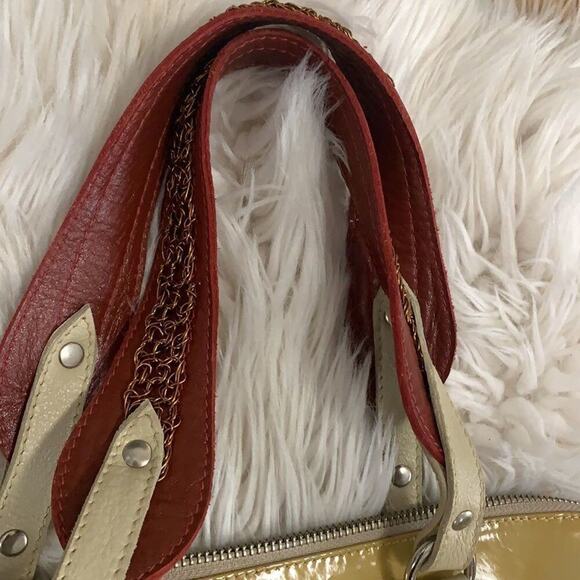 LA CHICA CHIC LEATHER BAG BRONZE HARDWARE DETAILS MADE‎ IN ITALY - Picture 4 of 13